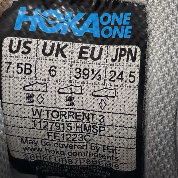 Hoka One One Torrent Running Shoes Womens Size 7.5 B Harbor Mist Gray Athletic - Picture 7 of 10